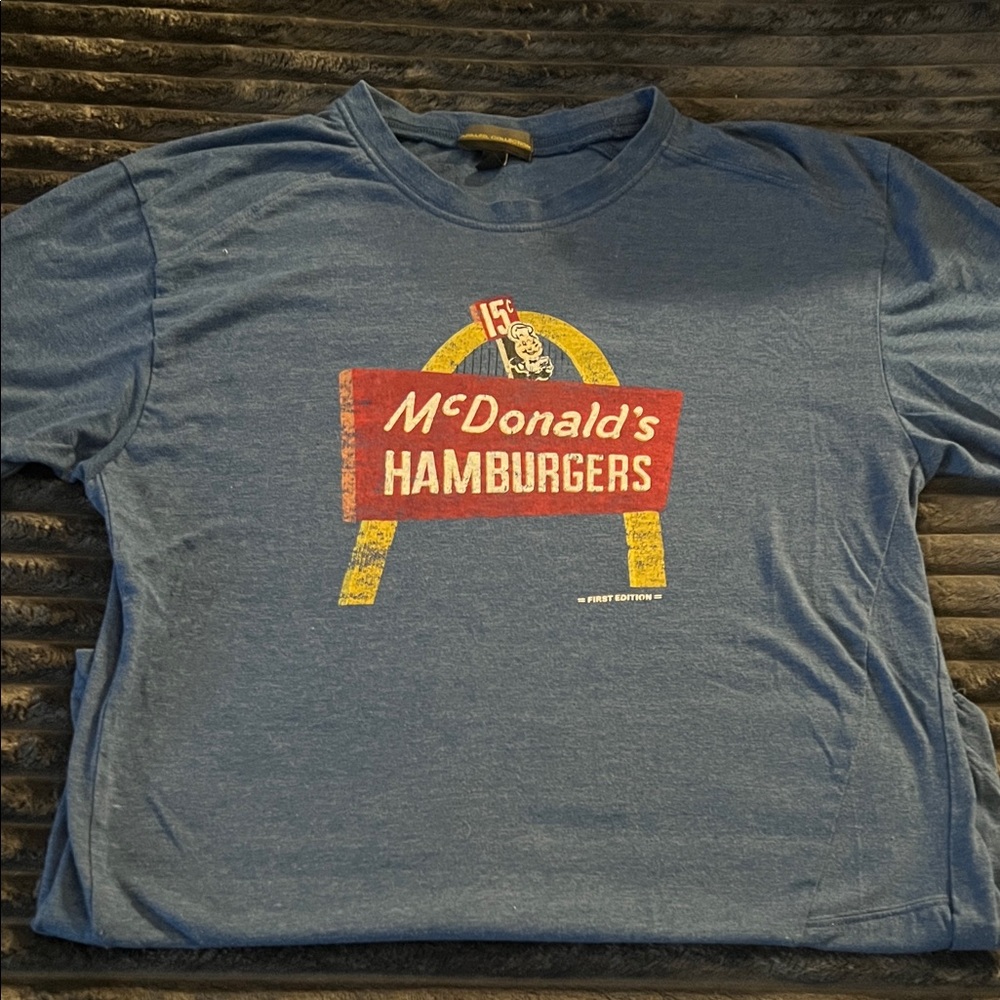 McDonald's Blue Tee with Red & Yellow Retro Sign Graphic